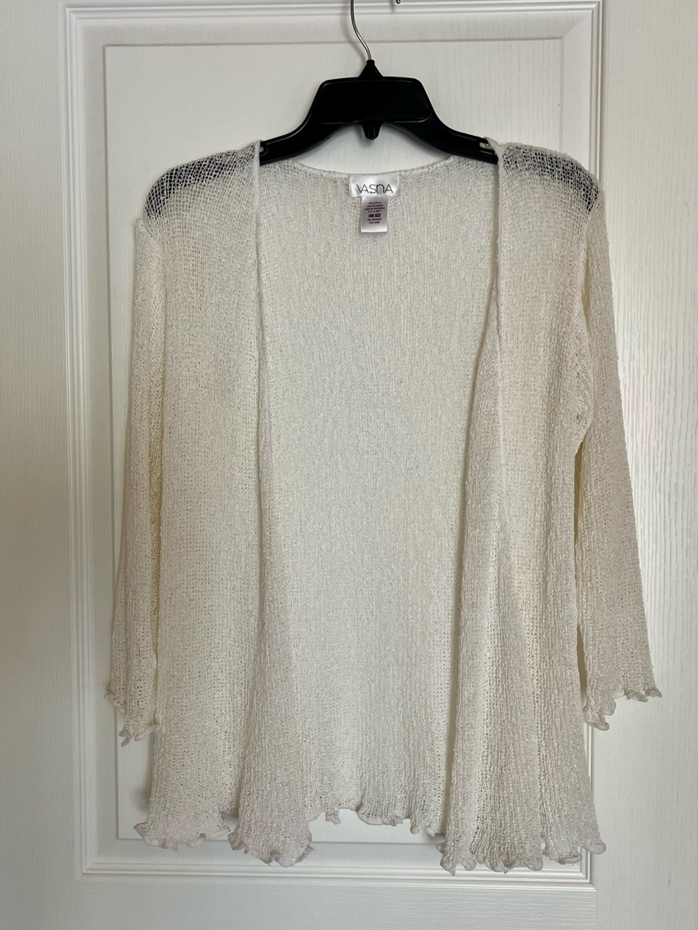 Romantic Ethereal Sheer Knit Tie-Front Cardigan-Boho Mesh Shrug Lettuce Edge - Picture 2 of 9